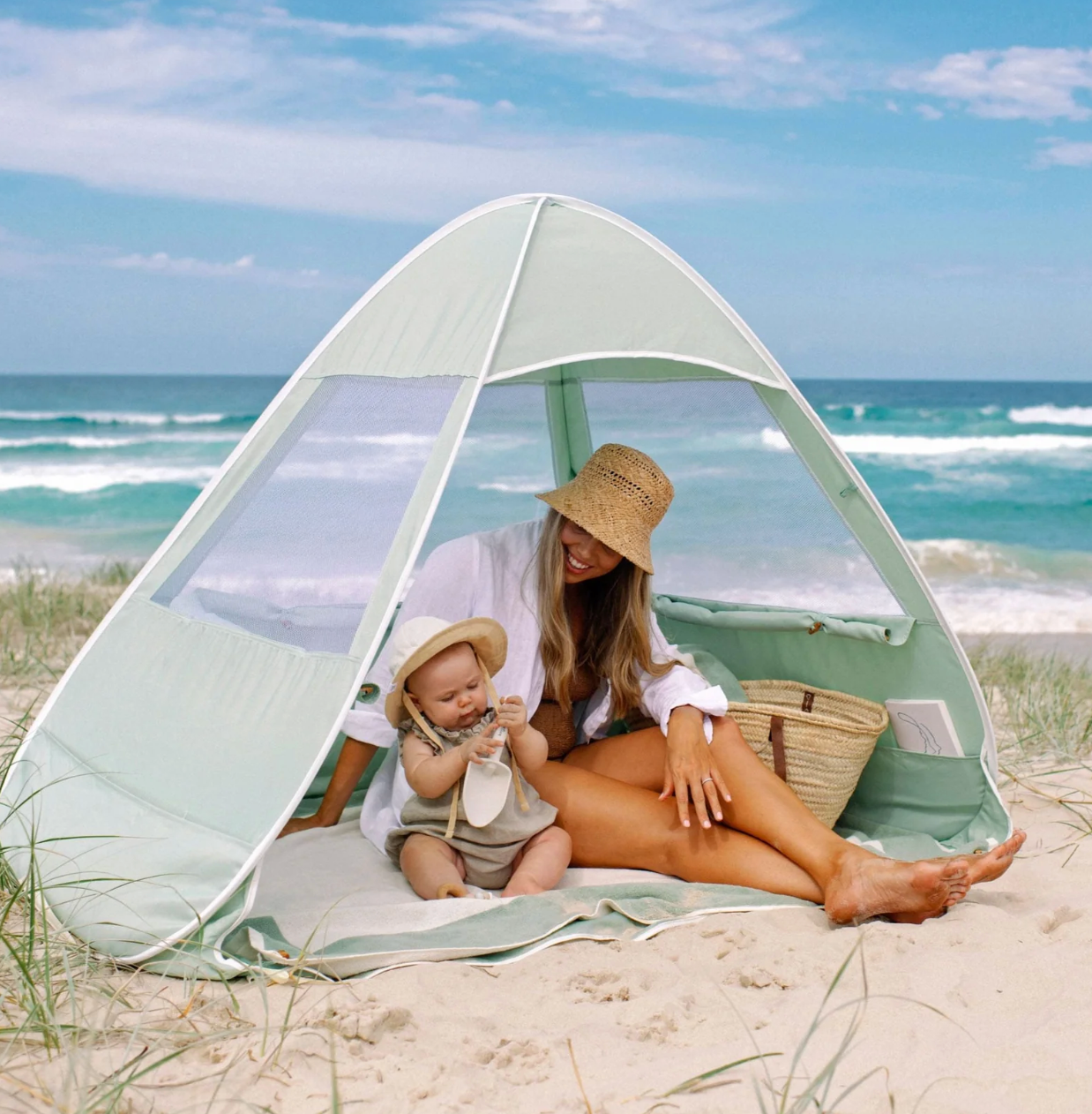 lazee tent Lozi & Gabe Pop-up Beach Shelter- Sage