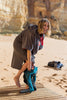 Red Paddle Towelling Beach Change Robe- Grey