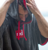 Red Paddle Towelling Beach Change Robe- Grey