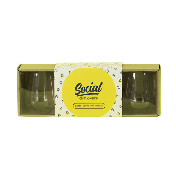 Social Beach Glasses | set of 4 | 470ml - Boatshed 7 The Original Beach Co.