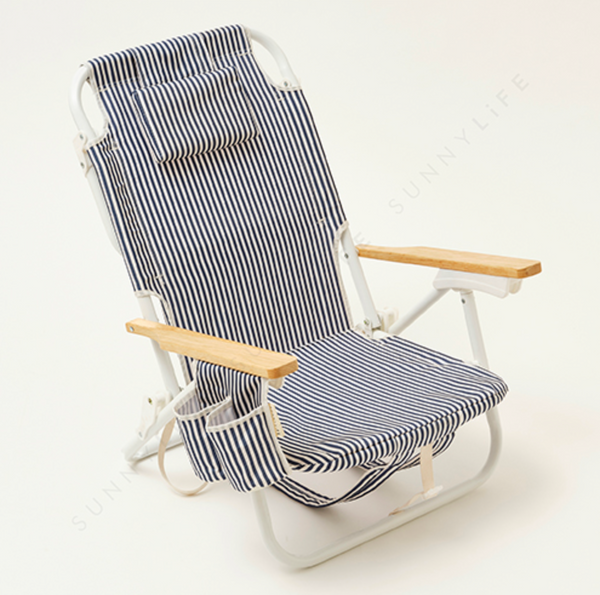 SunnyLife Resort Luxe Beach Chair - Coastal Blue Stripe
