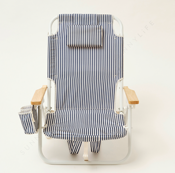 SunnyLife Resort Luxe Beach Chair - Coastal Blue Stripe