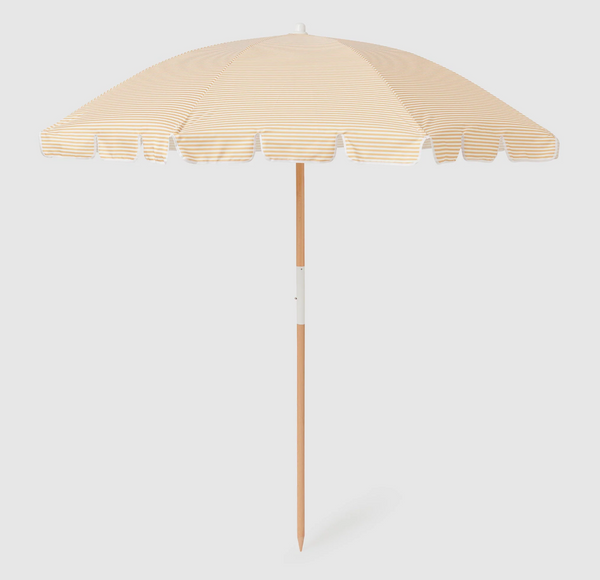 SunnyLife Mango Bay Beach Umbrella-  Golden Mustard Stripe