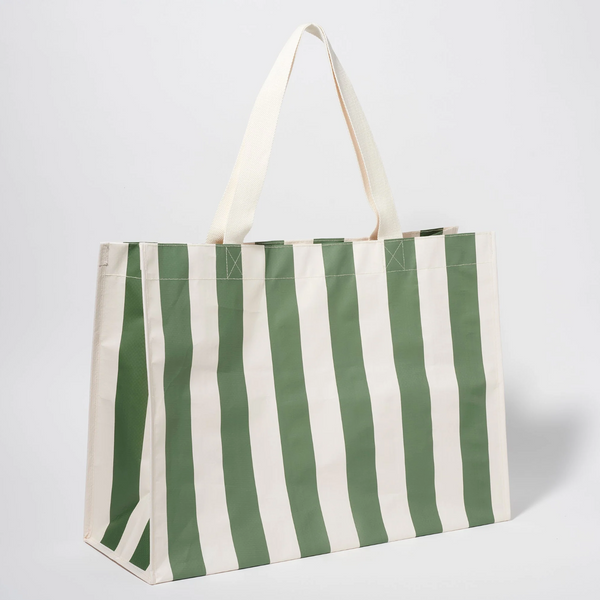 SunnyLife Carry All Beach Bag- Vacay Olive Stripe