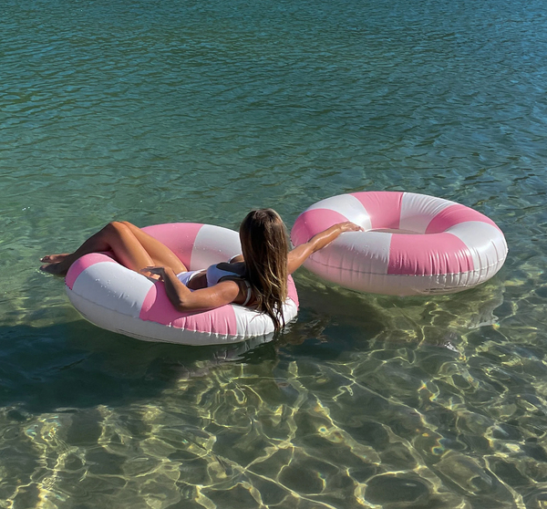 SunnyLife Luxe Tube Pool Ring - Bubblegum Pink Stripe