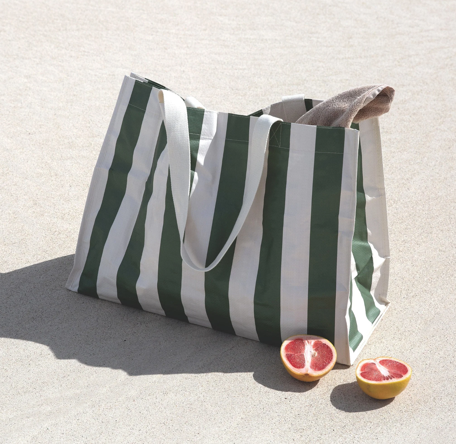 SunnyLife Carry All Beach Bag- Vacay Olive Stripe
