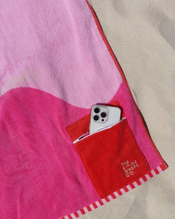 The Somewhere Co. Premium Cotton Beach Towel - Raspberry Jelly