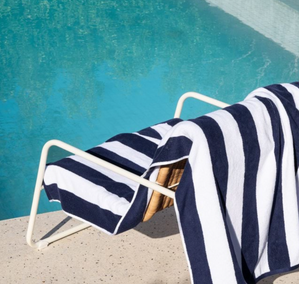 Canningvale Cabana Cotton Terry Beach Towel- Navy Striped