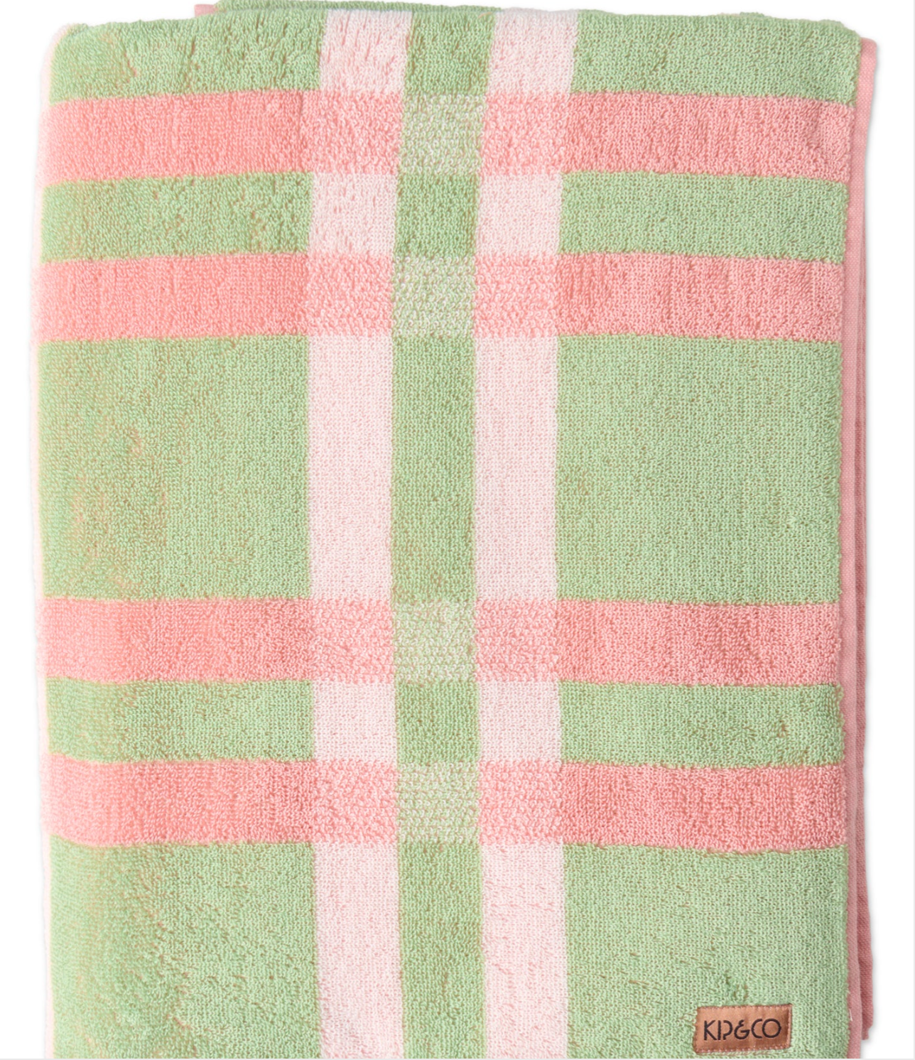 Kip&Co Terry Beach Towel - Pistachio Tartan