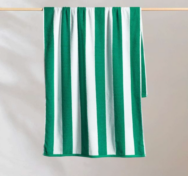 Canningvale Cabana Cotton Terry Beach Towel - Emerald Striped