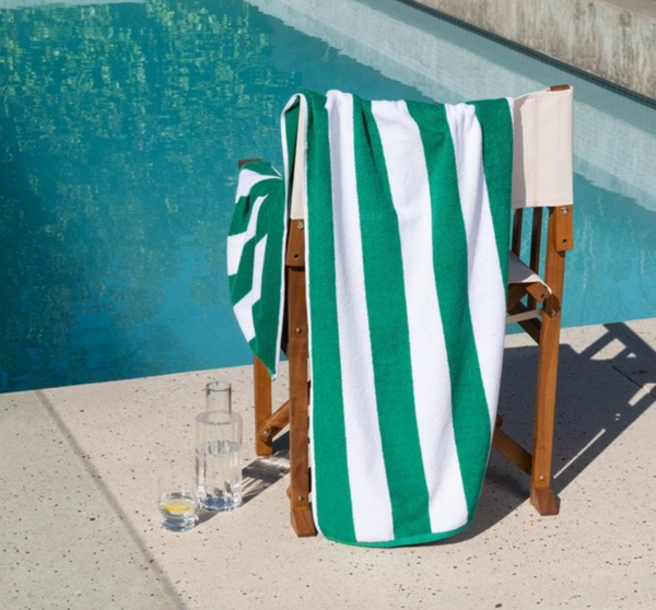 Canningvale Cabana Cotton Terry Beach Towel - Emerald Striped