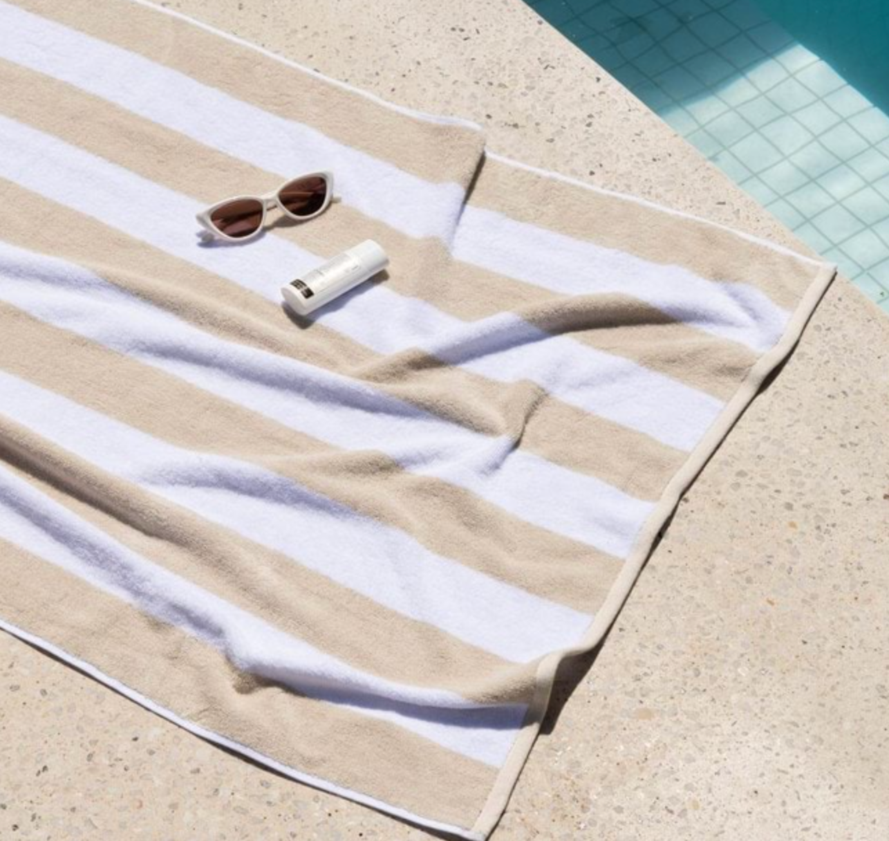 Canningvale Cabana Cotton Terry Beach Towel - SandStorm Striped
