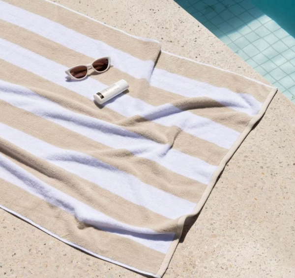 Canningvale Cabana Cotton Terry Beach Towel - SandStorm Striped