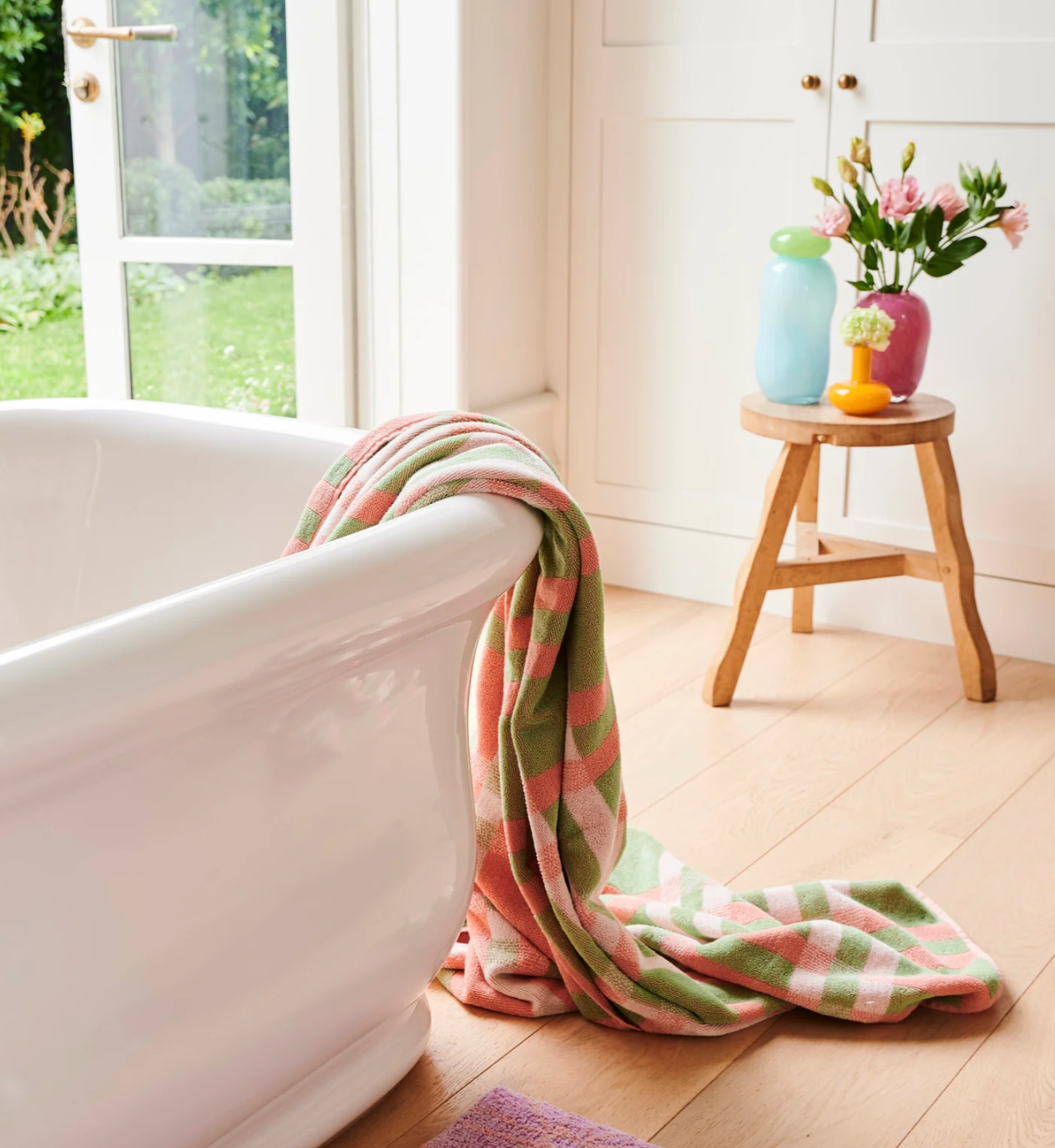 Kip&Co Terry Beach Towel - Pistachio Tartan