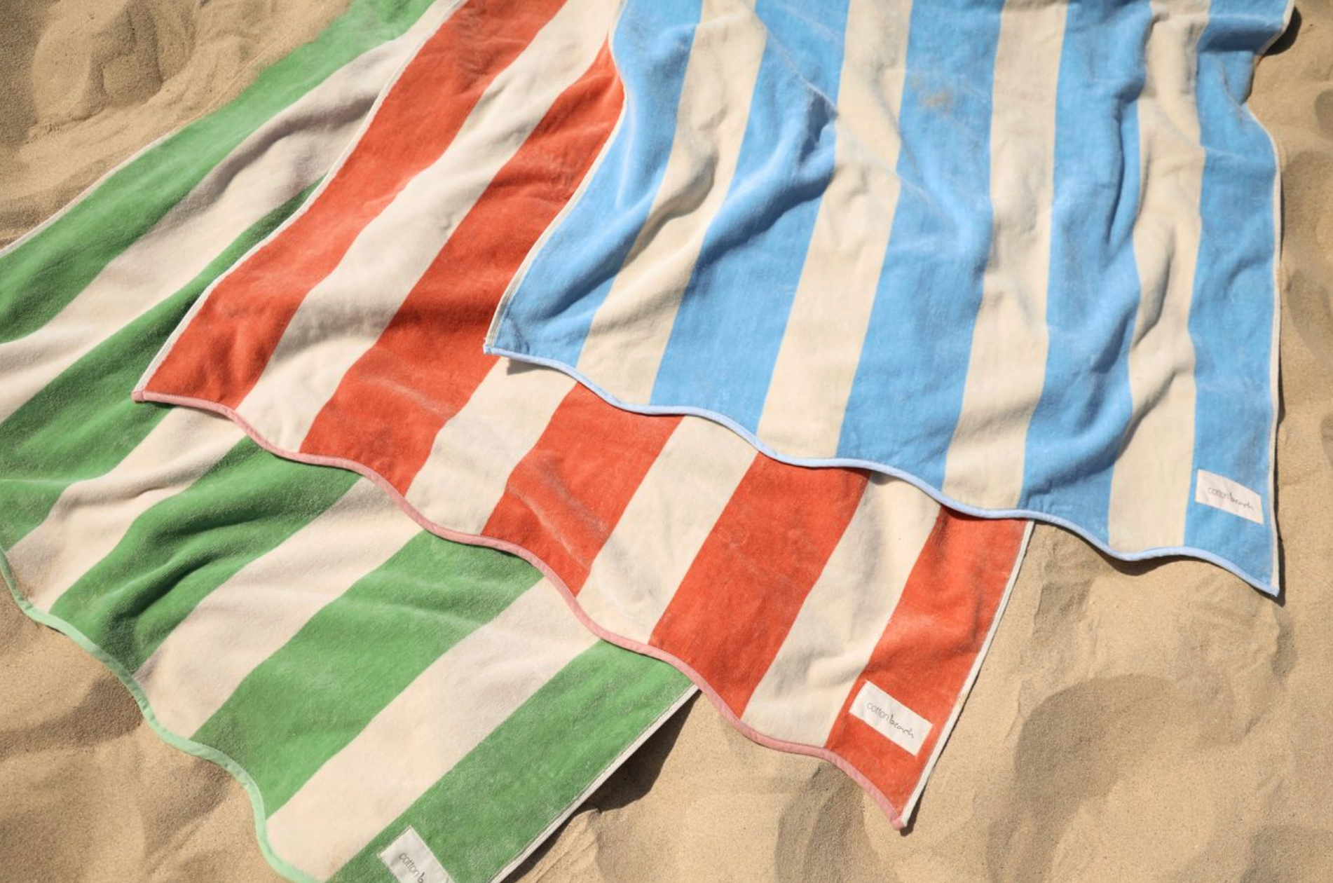 Cotton Beach Biarritz Beach Towel Scalloped Edge -Pistachio Stripe