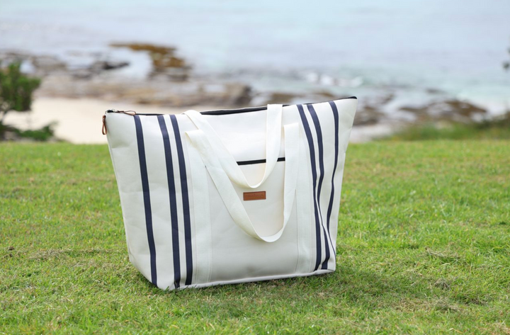 Cotton Beach St Tropez Oversized Beach Bag - Black Stripe