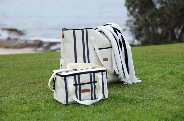 Cotton Beach St Tropez Oversized Beach Bag - Black Stripe