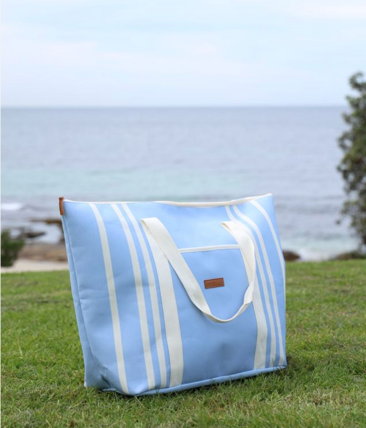 Cotton Beach St Tropez Oversized Beach Bag - Foam Blue Stripe