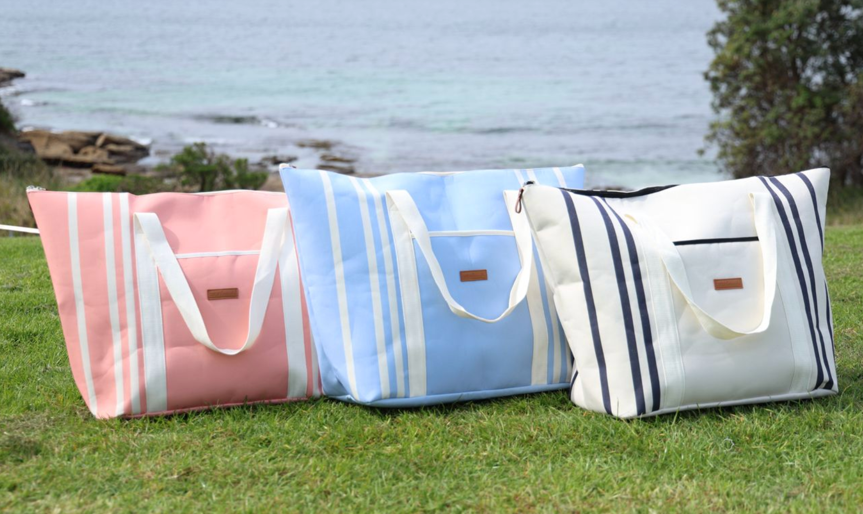 Cotton Beach St Tropez Oversized Beach Bag - Coral Pink Stripe
