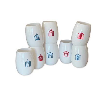 Rowdy Crowd All White Beach Glasses -Beach Huts 8 pack