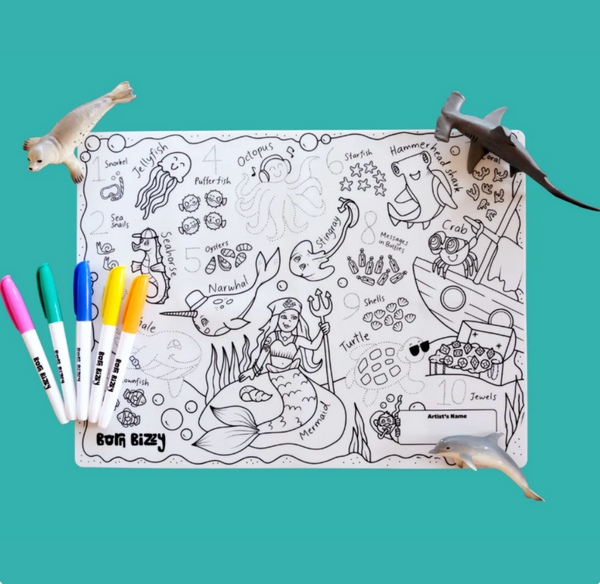Born Bizzy Reusable Colouring Mat - Under the Sea