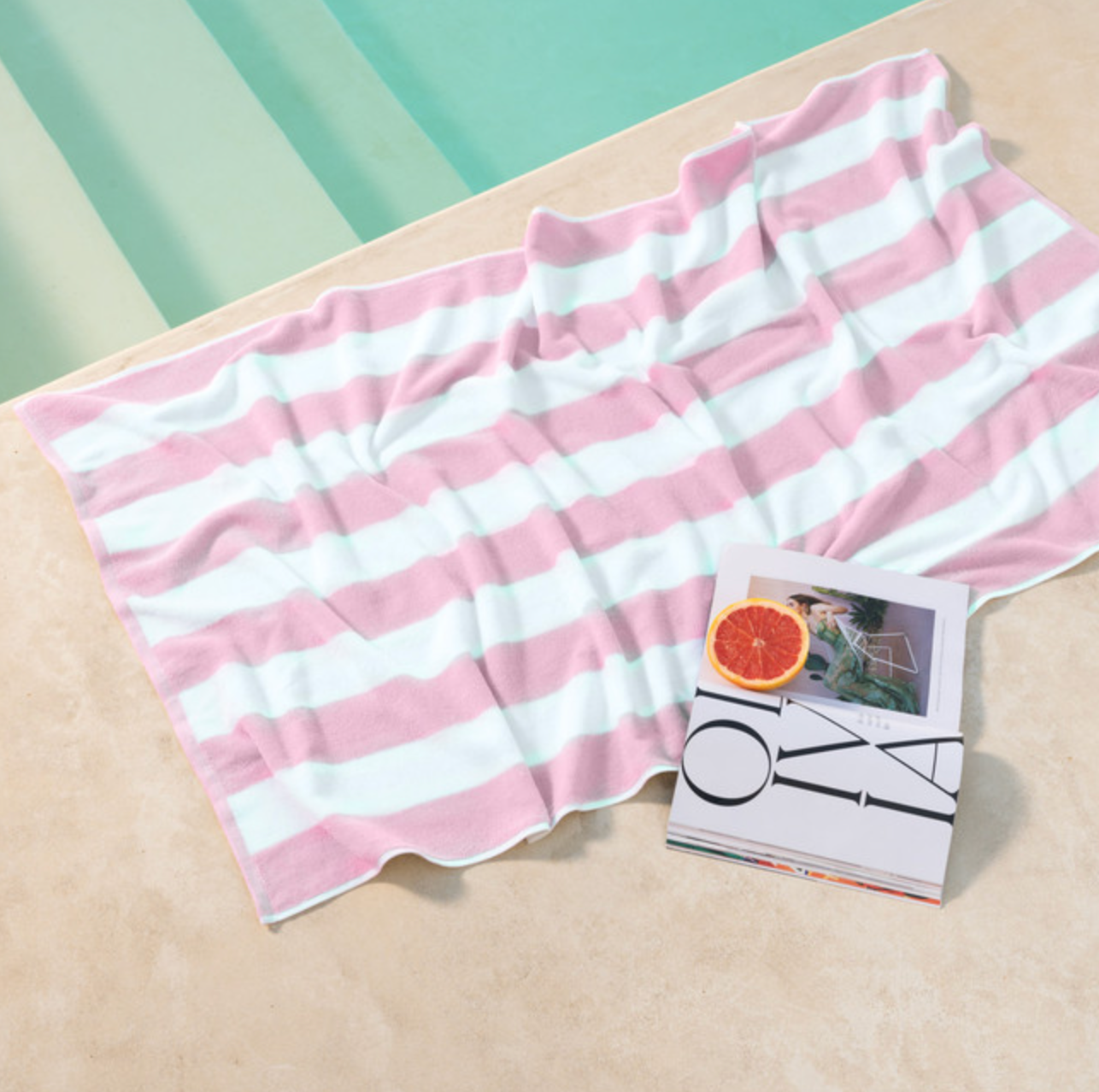 Canningvale Cabana Cotton Terry Beach Towel - Pink Striped