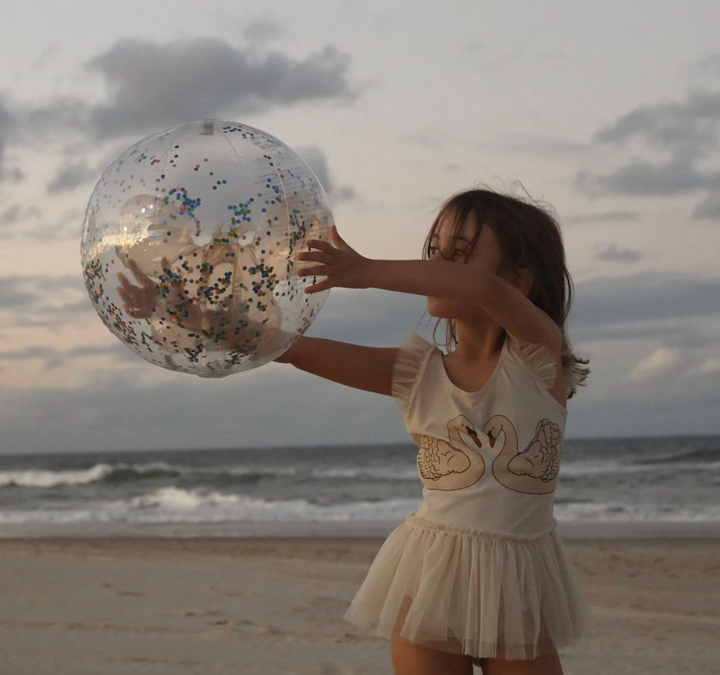 SunnyLife Kids Inflatable 3D Beach Ball- Cotton Candy Glitter