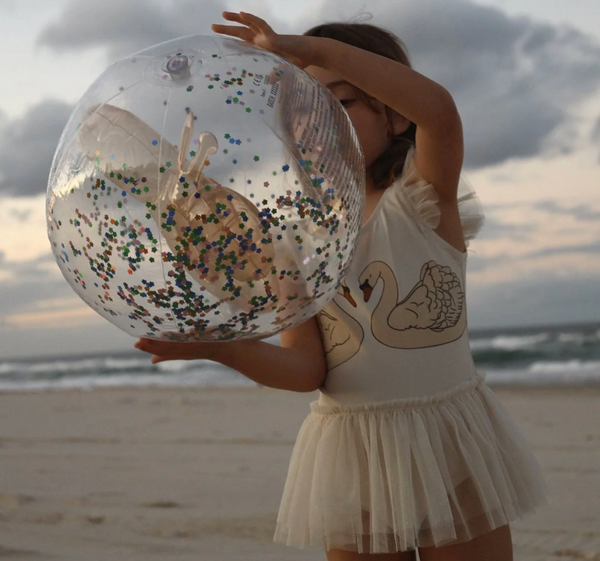 SunnyLife Kids Inflatable 3D Beach Ball- Cotton Candy Glitter