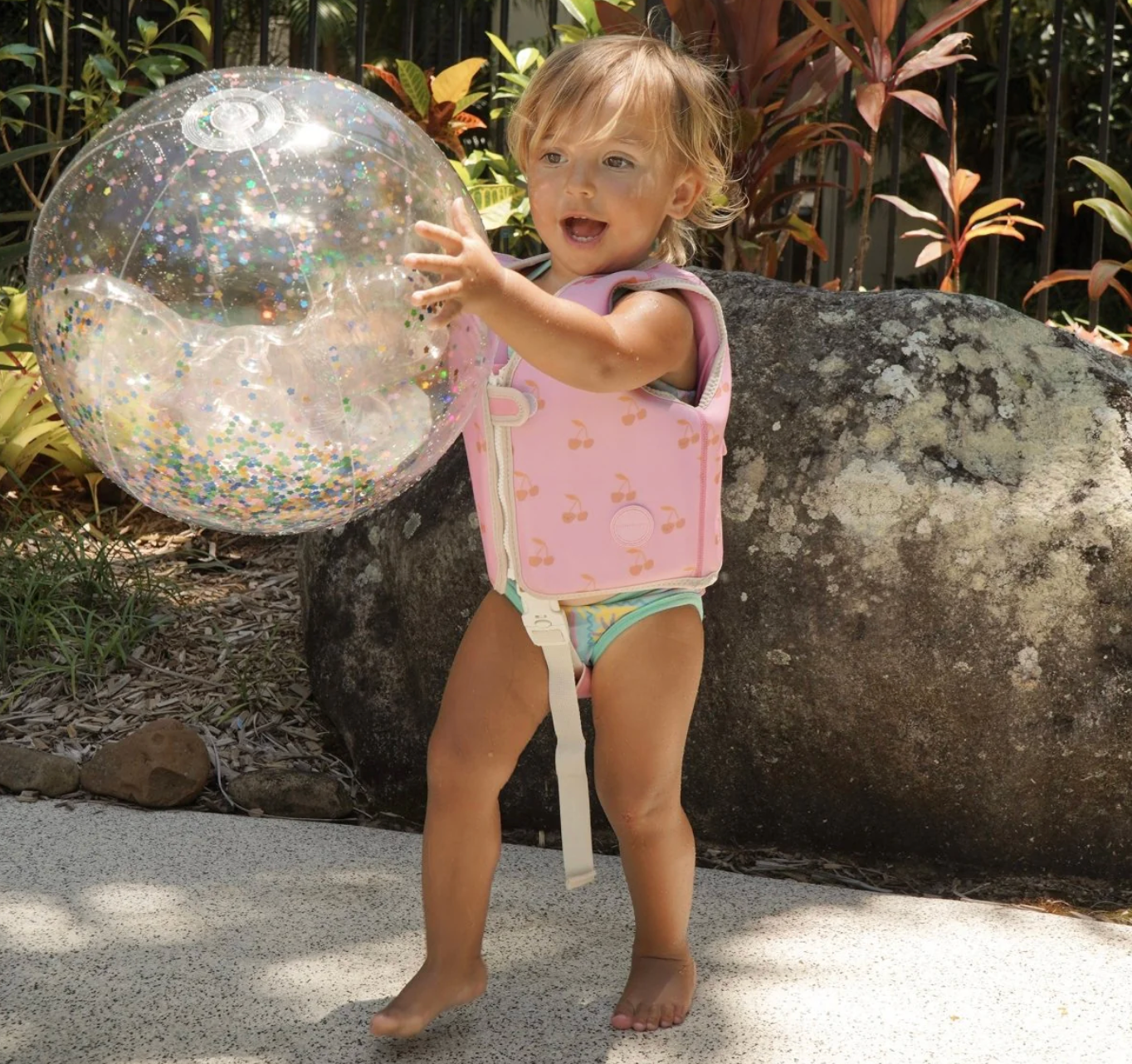 SunnyLife Kids Inflatable 3D Beach Ball- Cotton Candy Glitter