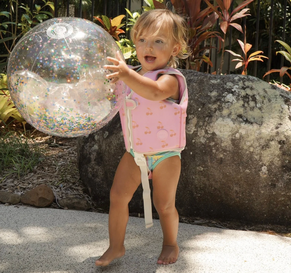 SunnyLife Kids Inflatable 3D Beach Ball- Cotton Candy Glitter