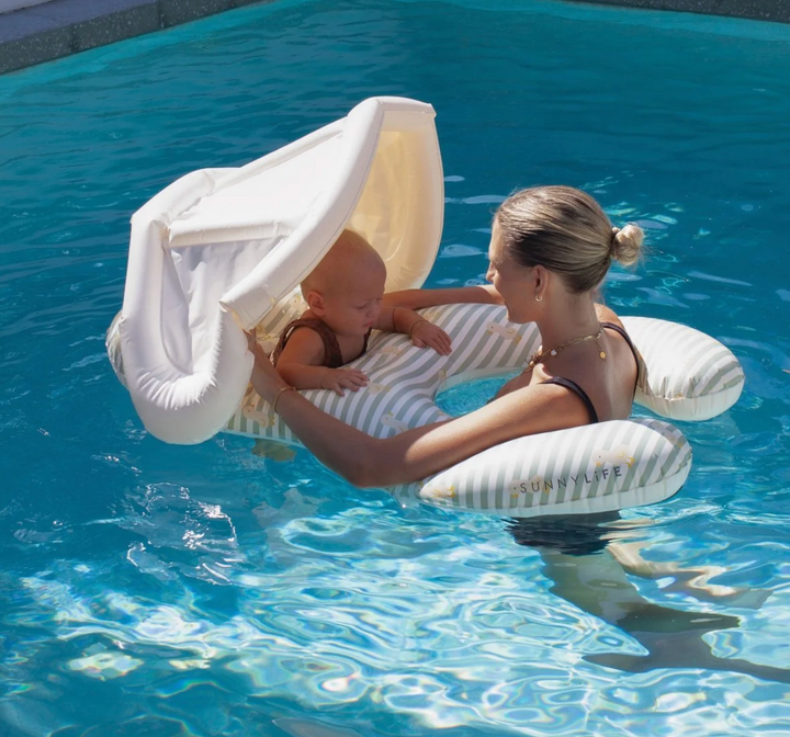 SunnyLife Float Together Baby Seat - Dex the Duck Sage Stripe