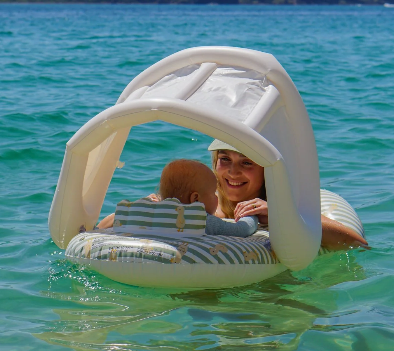 SunnyLife Float Together Baby Seat - Dex the Duck Sage Stripe