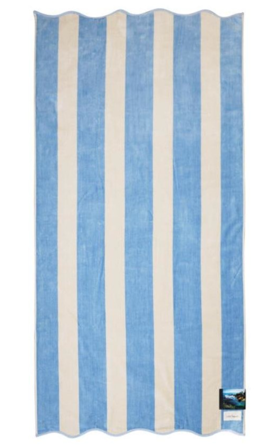 Cotton Beach Biarritz Beach Towel Scalloped Edge -Periwinkle Stripe