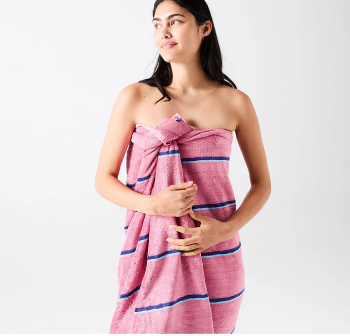 Kip&Co Bamboo Terry Beach Towel - Blushing Stripe