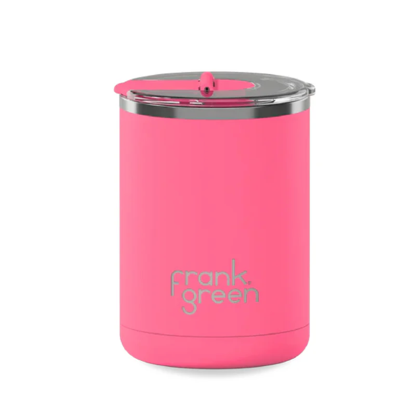 Frank Green Ceramic Reusable Cup  Hinged Lid 355ml - Bubblegum Blast