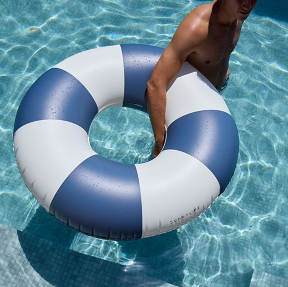 SunnyLife Luxe Tube Pool Ring - Navy Stripe