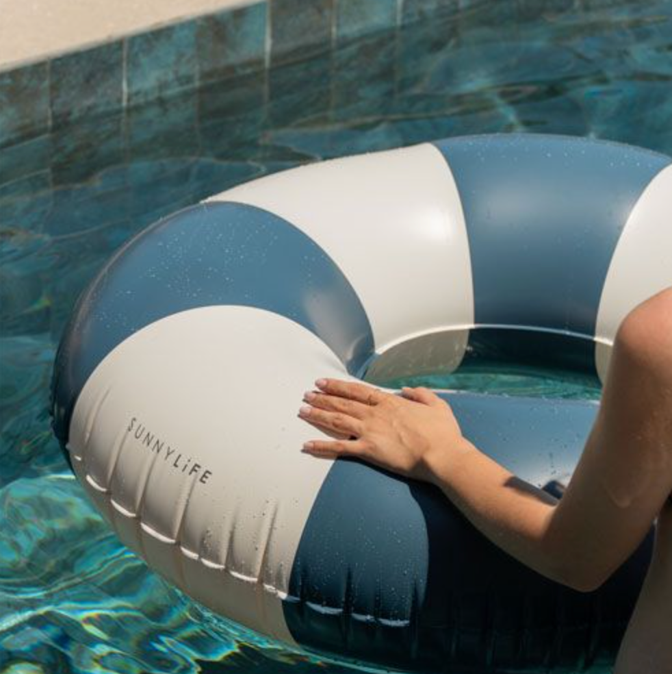 SunnyLife Luxe Tube Pool Ring - Navy Stripe
