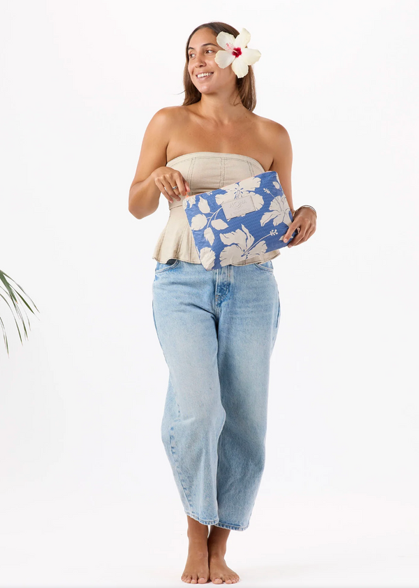 Aloha Collection Salina Tiny Stripe Mid Pouch - Navy