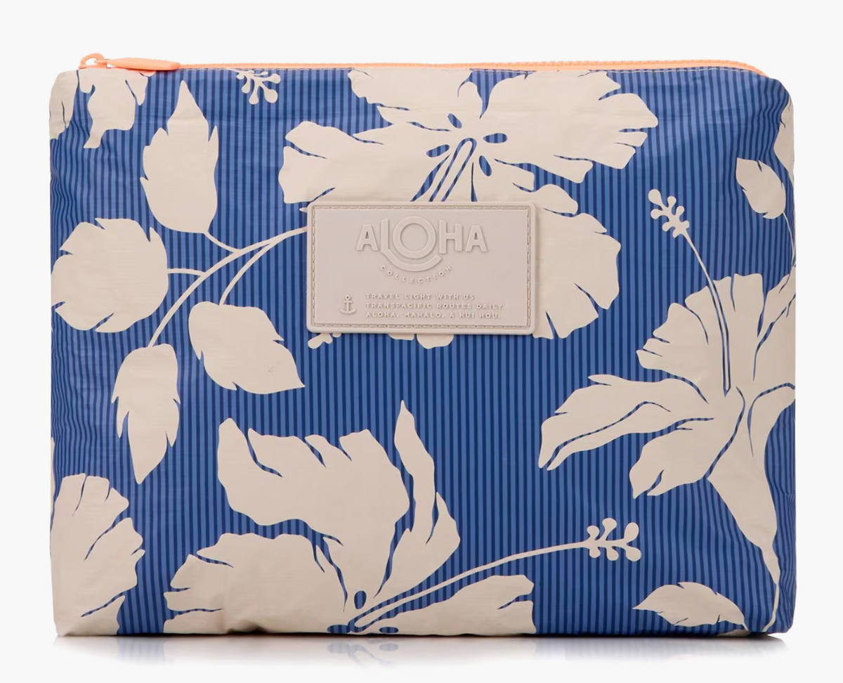 Aloha Collection Salina Tiny Stripe Mid Pouch - Navy