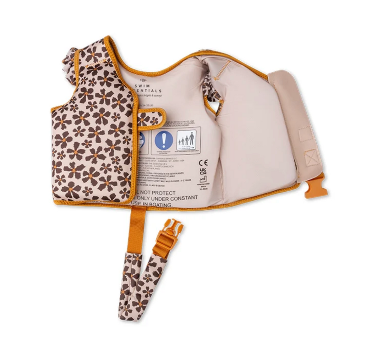 Swim Essentials Swim Vest-  Orange Wild Flower 1-2
