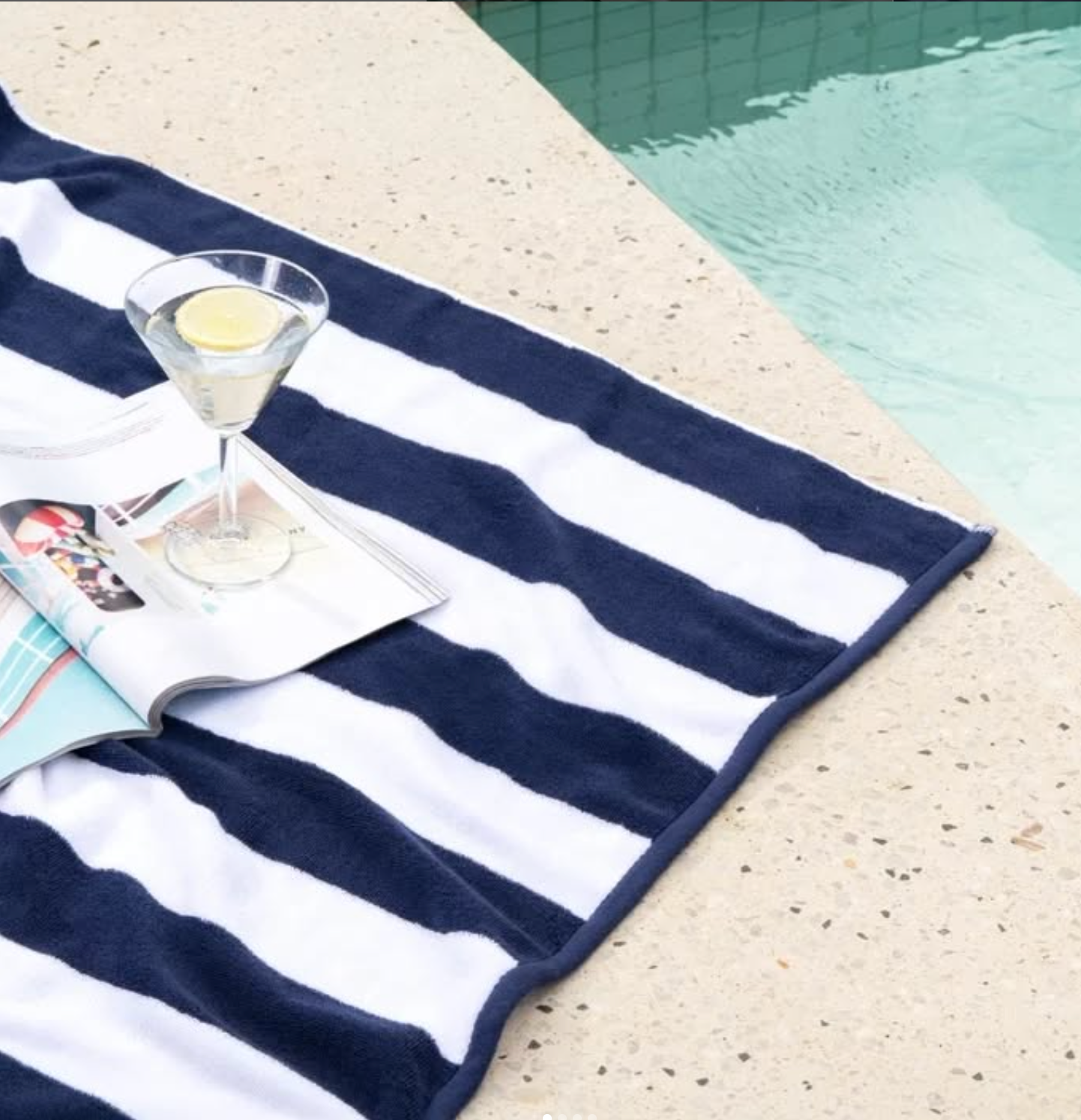 Canningvale Cabana Cotton Terry Beach Towel- Navy Striped