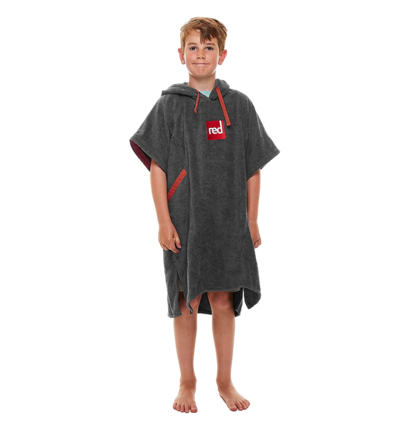 Red Paddle Towelling Beach Change Robe- Grey