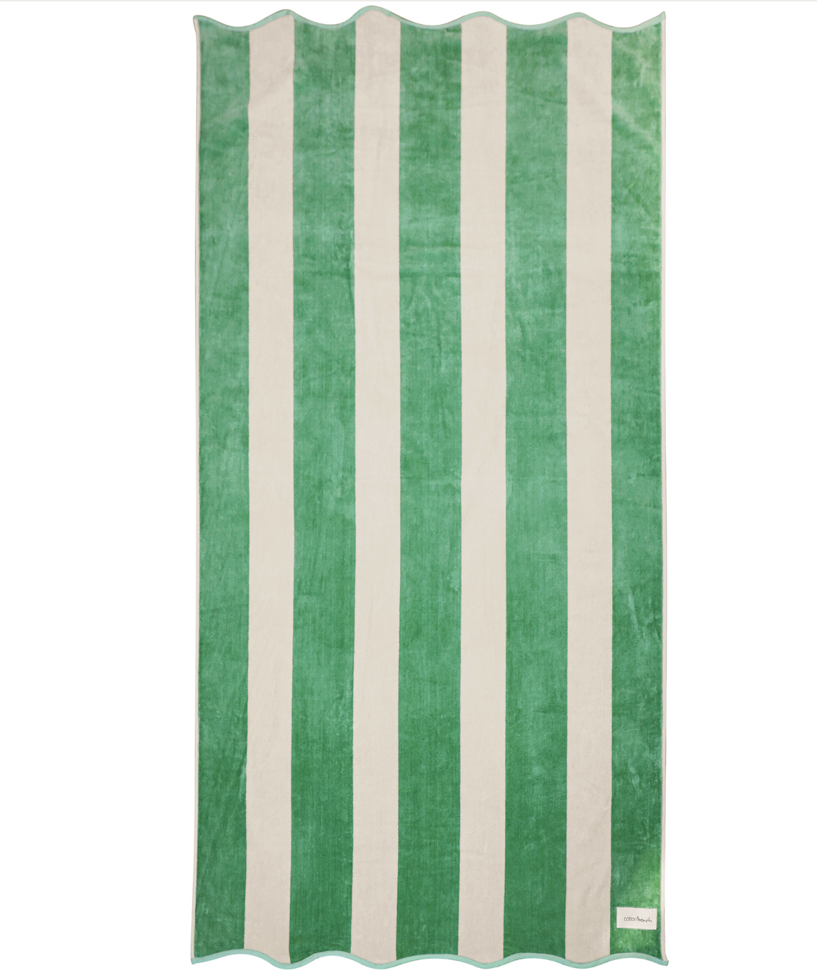Cotton Beach Biarritz Beach Towel Scalloped Edge -Pistachio Stripe
