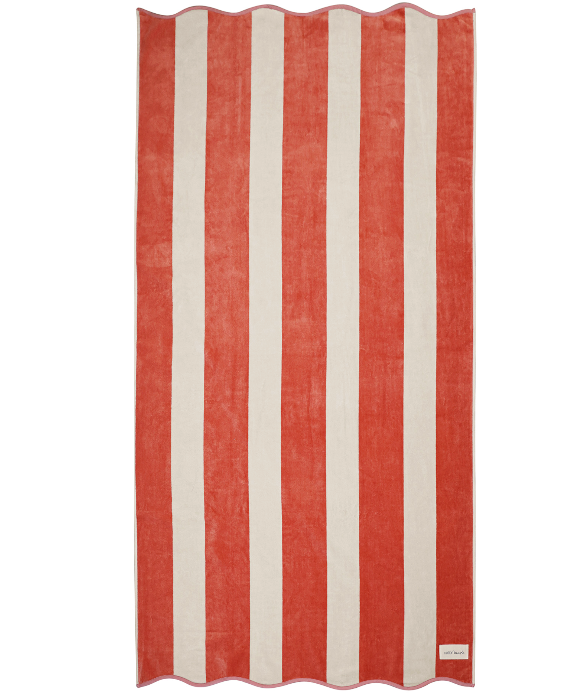 Cotton Beach Biarritz Beach Towel Scalloped Edge - Clay Stripe