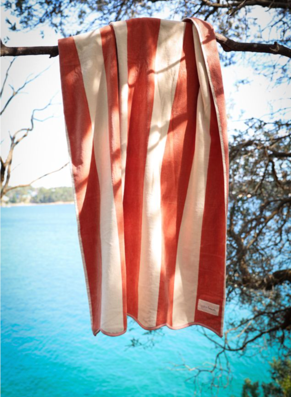 Cotton Beach Biarritz Beach Towel Scalloped Edge - Clay Stripe