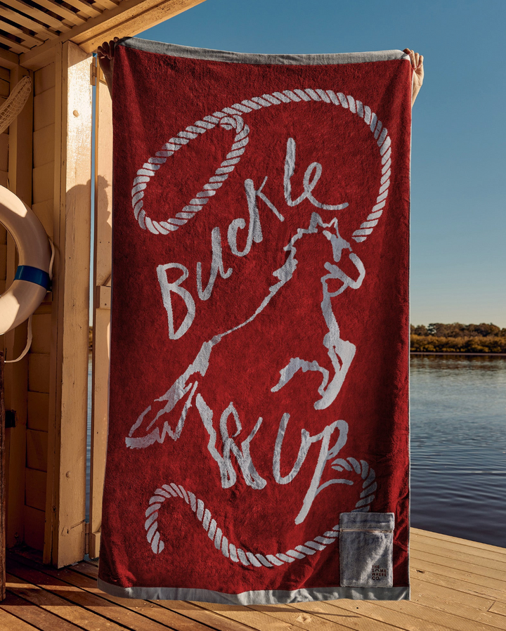 The Somewhere Co. Premium Cotton Beach Towel - Buckle Up