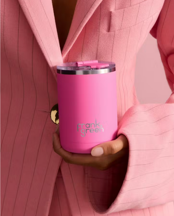 Frank Green Ceramic Reusable Cup  Hinged Lid 355ml - Bubblegum Blast
