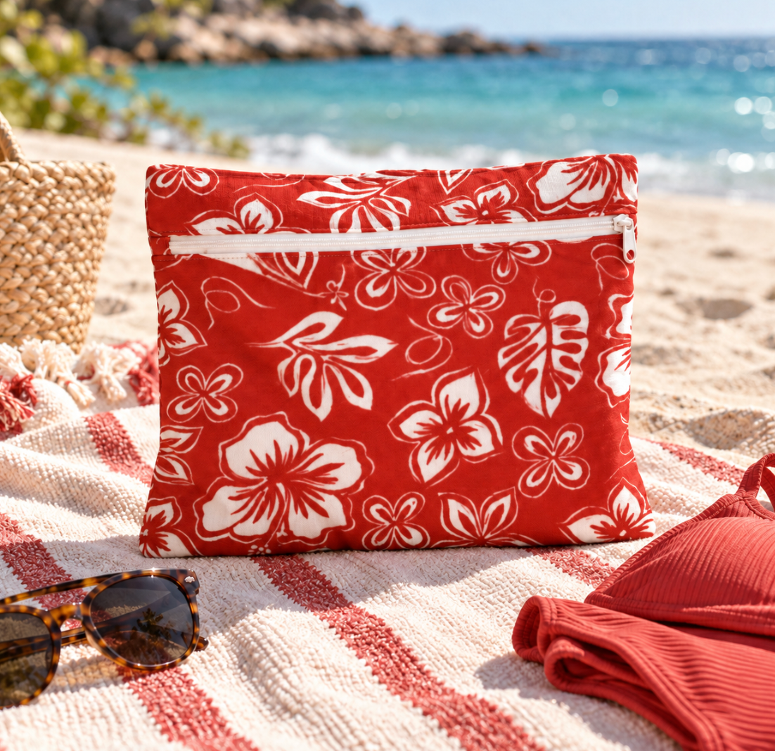 Wander and Perch Swimsuit Wet Bag - Hibiscus Holiday