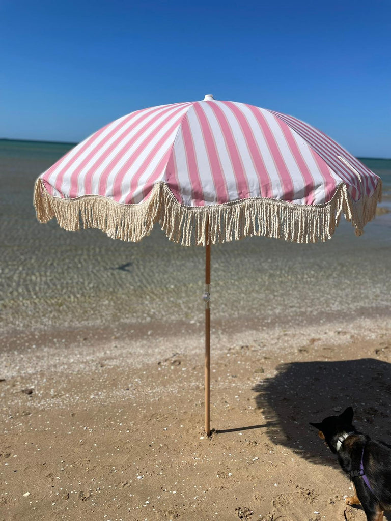 Back Beach Lane  Premium Beach Umbrella - Diamond Bay Pink