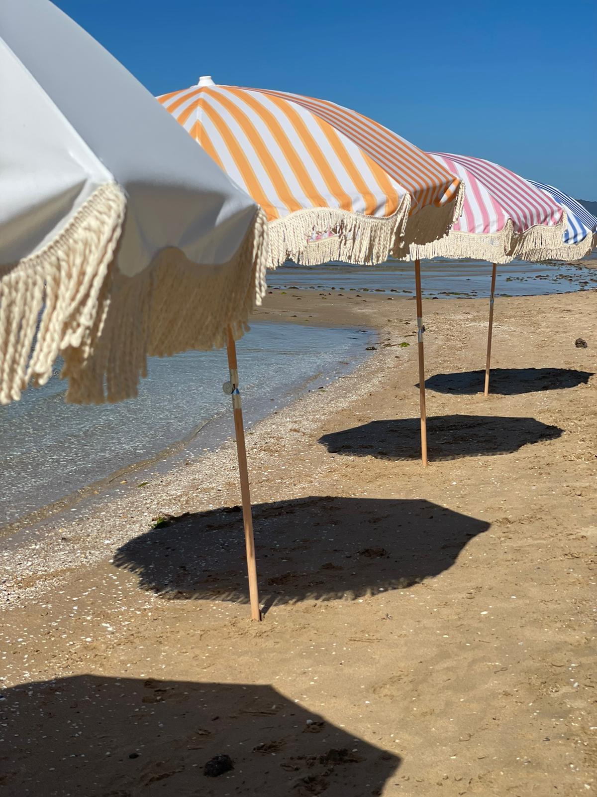 Back Beach Lane Premium Beach Umbrella - St Andrews White